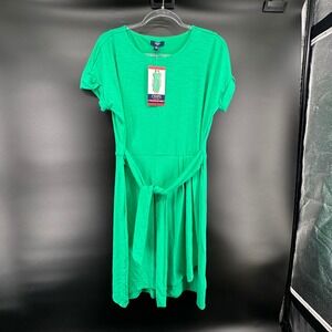 Chaps Women's Short Sleeve Green Crewneck Knit Dress Sz medium